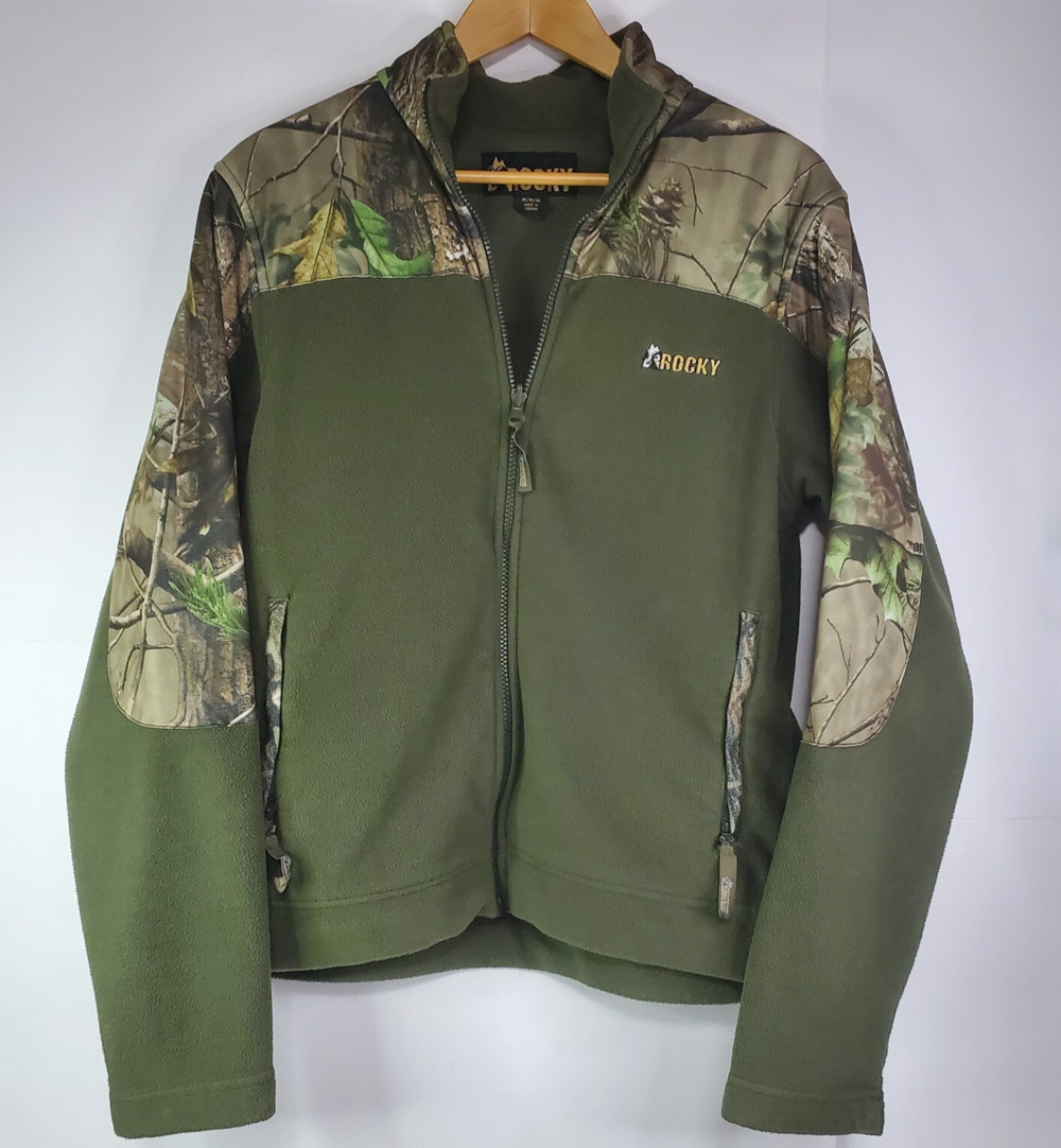 Rocky Fleece Jacket Men's Size M Camo Realtree Green Full Zip Hunting Outdoor